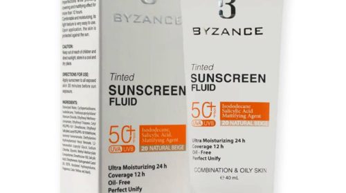 کرم ضد آفتاب رنگی SPF50 پوست خشک بژ روشن بیزانس